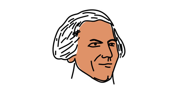 Maximilien Robespierre portrait, flat vector illustration
