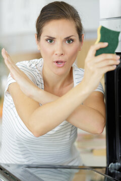 housewife is desperate because of too much housework