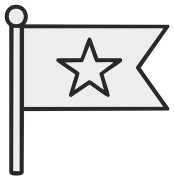 Minimalist outline icon of a flag with a star symbol, representing achievement or goal success