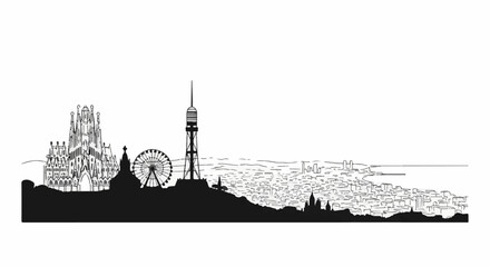 Obraz premium Iconic skyline with a famous basilica, Ferris wheel, and tower