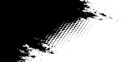 Abstract an artistic, high-contrast composition, with a striking diagonal division between black and an textured white. This design merges grunge elements. © Graph Rover