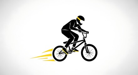 Naklejka premium A person riding a bike with a helmet on