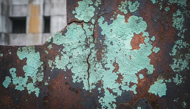 Aged copper metal texture with vibrant turquoise green Verdigris patina oxidation