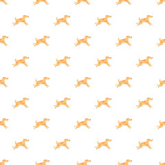 Fototapeta premium Yellow cartoon dogs running creating a cute seamless pattern on white background