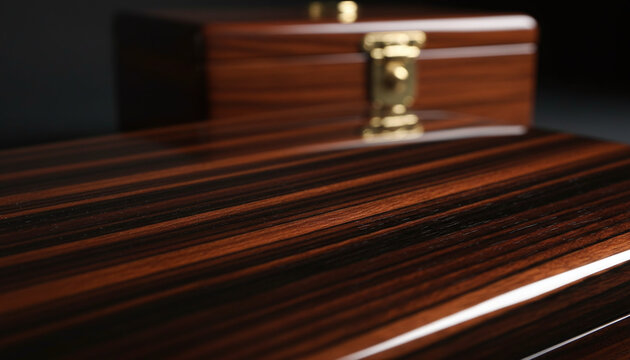Highly polished Macassar ebony wood veneer texture with glossy lacquer