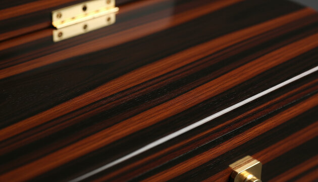 Highly polished Macassar ebony wood veneer texture with glossy lacquer
