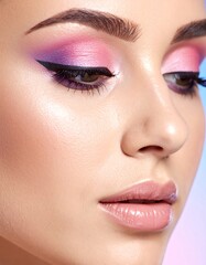 Naklejka premium EXTREME CLOSEUP OF PROFESSIONAL GLAMOUR MAKEUP LOOK