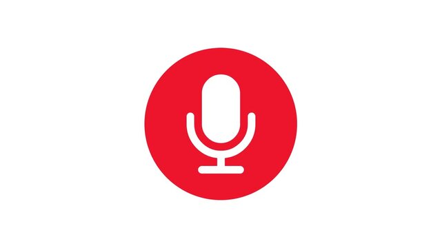 Microphone Icon on Red Circle Animation Loop for Podcast Recording Background