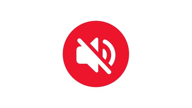 Mute Icon Red Circle Sound Off Animation Loop Background