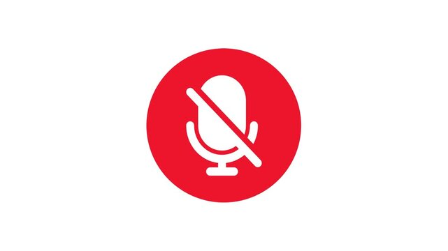 Mute Microphone Icon Red Circle Audio Off Symbol Animation Background