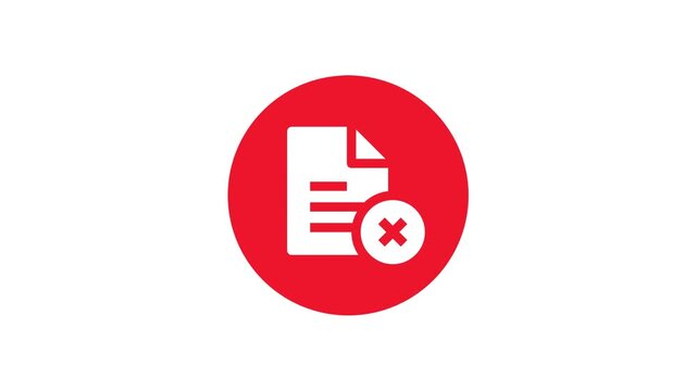Red Circle Cancel Document Icon Animation Loop Background