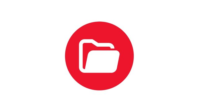 Red Folder Icon Animation Loop on White Background