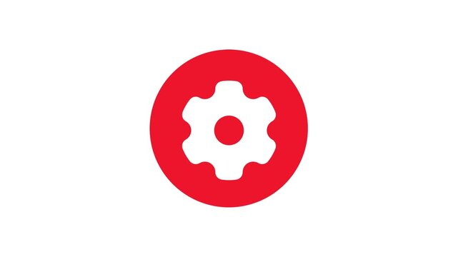 Red Gear Cog Settings Icon Rotating Animation Loop Background