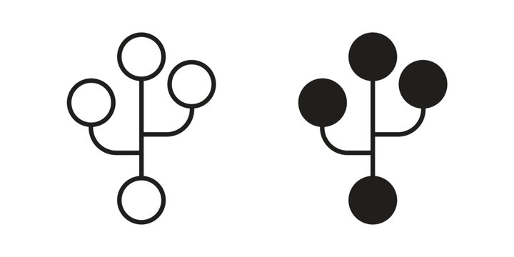 Code branch icon simple black and white line and clip art illustrations