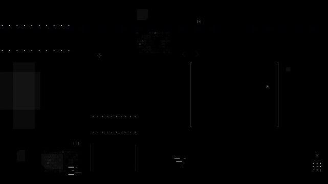 4K UHD futuristic HUD overlay animation with minimal interface elements, dots, and geometric frames. Clean sci-fi UI for live streaming