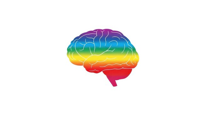 a colorful brain with a rainbow of colors on a white background with a lot of details and a very col