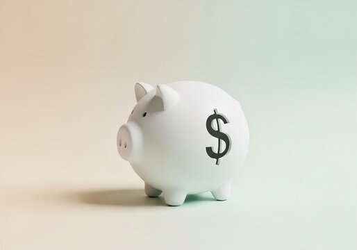 Modern 3D Savings Illustration with Piggy Bank and Money Stack

