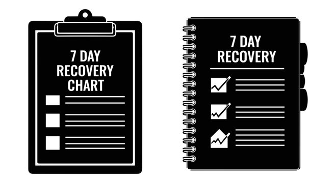 Two different styles of seven day recovery charts for tracking progress visually. Vector, illustration