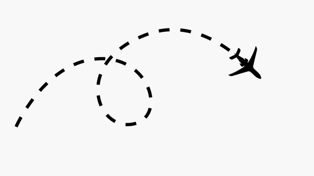 Journey's Path: A minimalist vector illustration of an airplane traces a curved flight path, symbolizing travel and exploration.