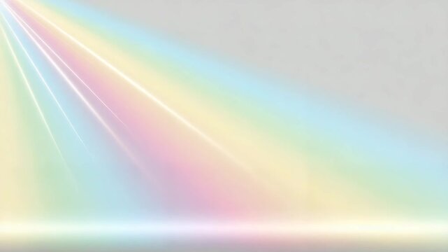 Abstract rainbow light rays on a soft gray background  