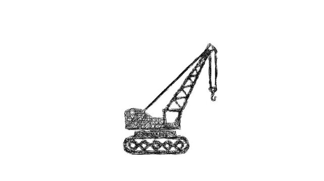 Sketch crawler crane icon animation - smooth progressive reveal