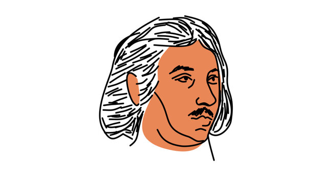 Giovanni Boccaccio portrait, flat vector illustration
