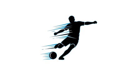 Fototapeta premium A soccer player kicking a ball with motion lines