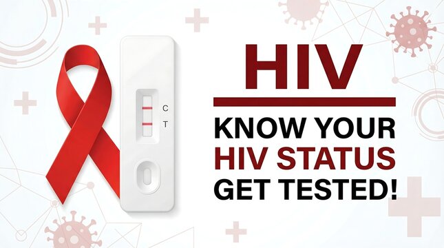 Hiv awareness campaign a visual promoting hiv testing with a red ribbon and test kit illustration