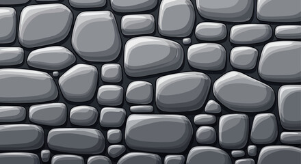 Fototapeta premium Digital illustration of a gray stone wall with varying sized rocks and a white background