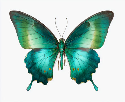 Green butterfly wings vibrant insect isolated nature specimen