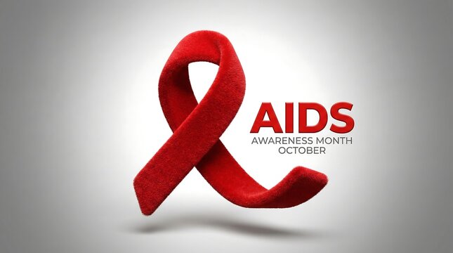 A striking image of a red ribbon the international symbol for aids awareness with the word 'aids' prominently displayed