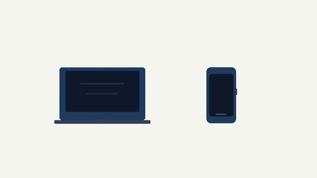 Cross-platform device syncing animation with folder icon and devices