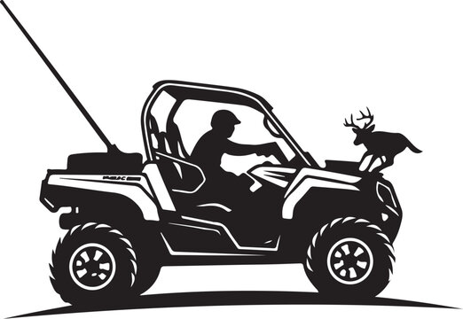 Off-road vehicle, silhouette ATV, deer transport, outdoor adventure