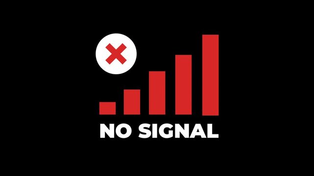 Connectivity signal lost icon inside red color digital disconnection communication disruption issue animation on transparent background background in 4K animation with alpha channel