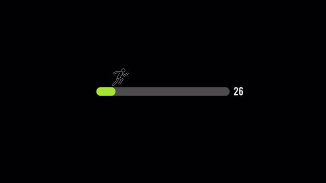 Countdown timer with runner graphic motion in progress bar decreasing number.
