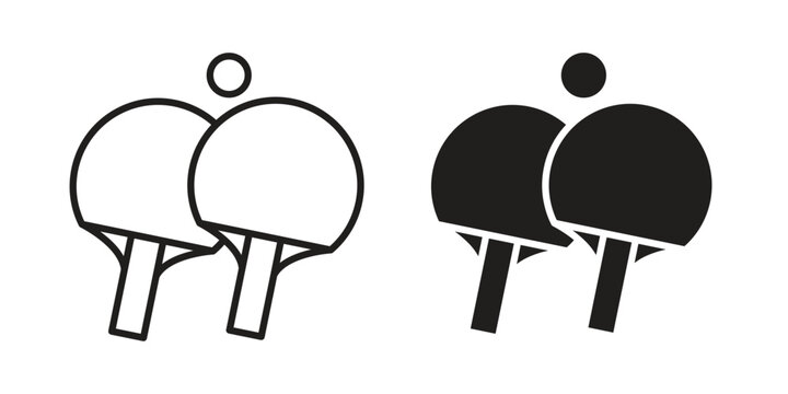 Ping pong icon simple black and white line and clip art illustrations