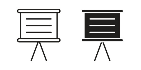 Presentation icon simple black and white line and clip art illustrations © Vince