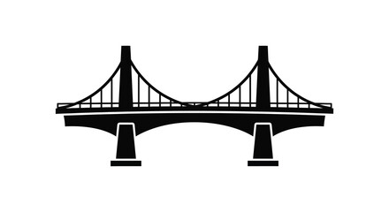 Fototapeta premium A stark black silhouette of a suspension bridge with prominent towers and arched supports a classic architectural rendering silhouette high quality