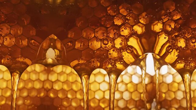 Honeycomb Honey Drips from Beehive Frames.