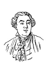 Fototapeta premium Jacques Necker (1732-1804), French Finance Minister, detailed historical line drawing with wig and lace cravat, old vintage illustration, 1897.