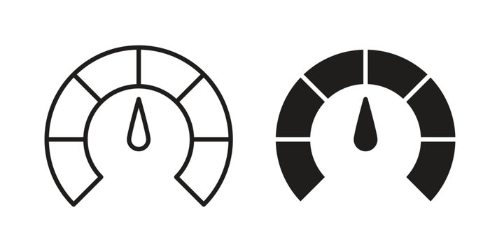 Tachometer icon simple black and white line and clip art illustrations