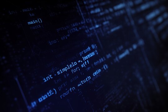 Coding programming developing typing script source languages symbols project data software engineering IT technology computer abstract screen background