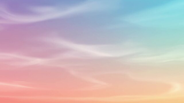 Soft pastel gradient sky with wispy clouds in pink, purple, peach and aqua tones