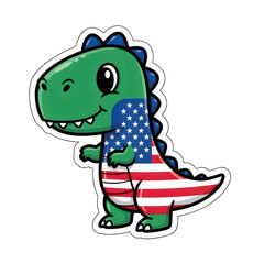 Obraz premium A cartoon dinosaur with an american flag design