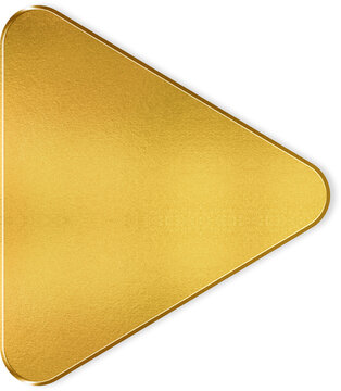 Shiny golden play button icon with metallic finish for premium media player interface and luxury video controls
