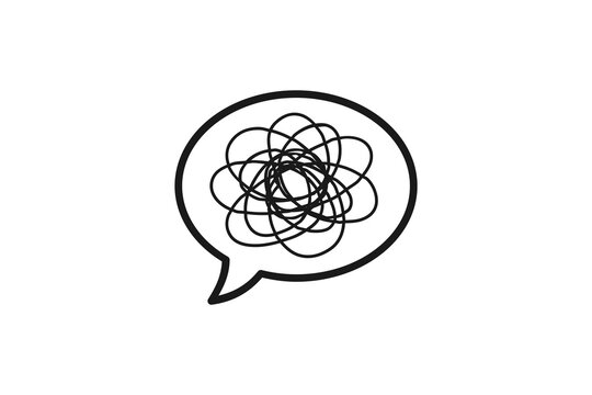 Speech Bubble with Tangled Scribble Line Confusion Icon