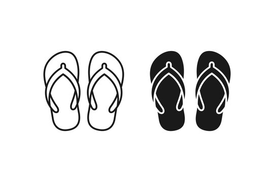 Summer Beach Flip-Flops or Rubber Sandals Footwear Icon