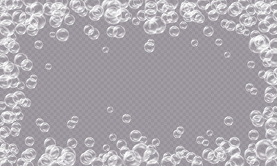 Obraz premium Vector realistic soap bubbles with reflection isolated on transparent background.