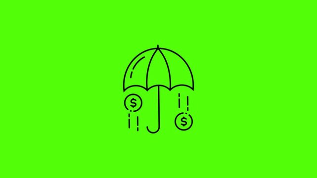Financial protection umbrella with money savings insurance investment security concept 4k animation video