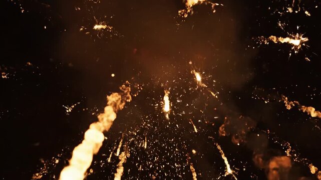 Explosion with sparks and debris for commercial backgrounds, digital design, and advertising